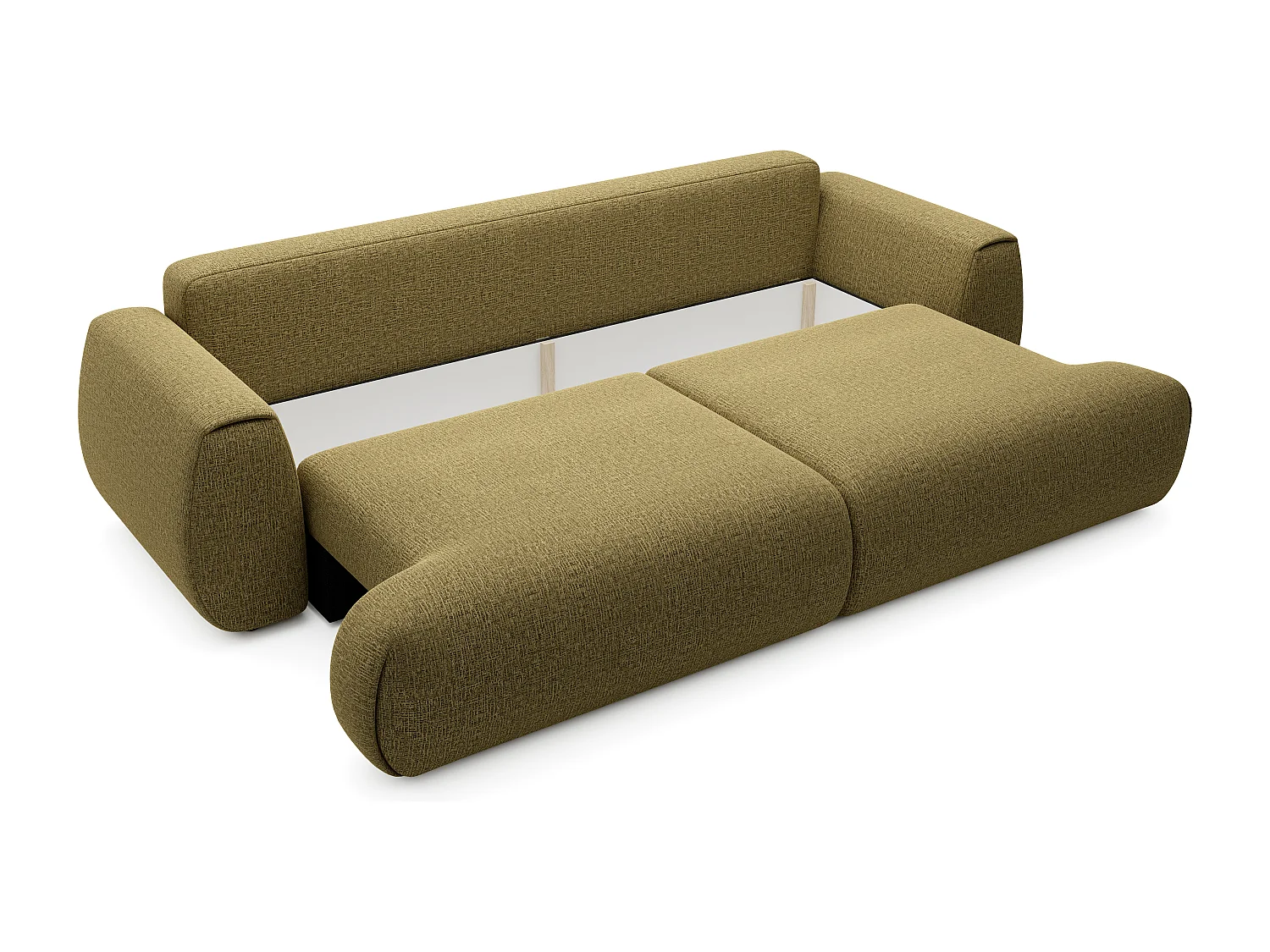 Canapé 4 places convertible en tissu chenille vert olive MONELIA