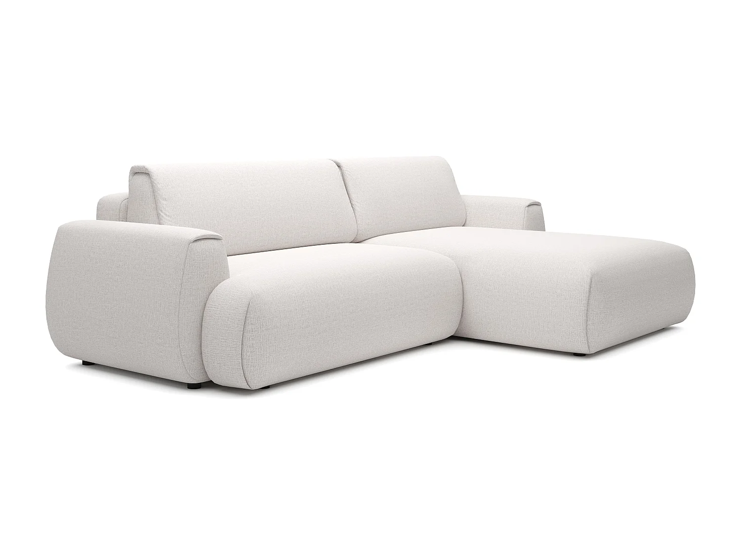 Canapé d'angle droit convertible en tissu chenille blanc ivoire MONELIA