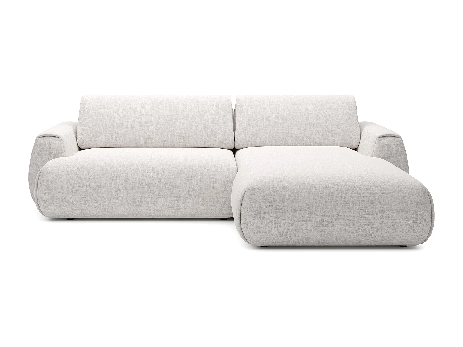 Canapé d'angle droit convertible en tissu chenille blanc ivoire MONELIA