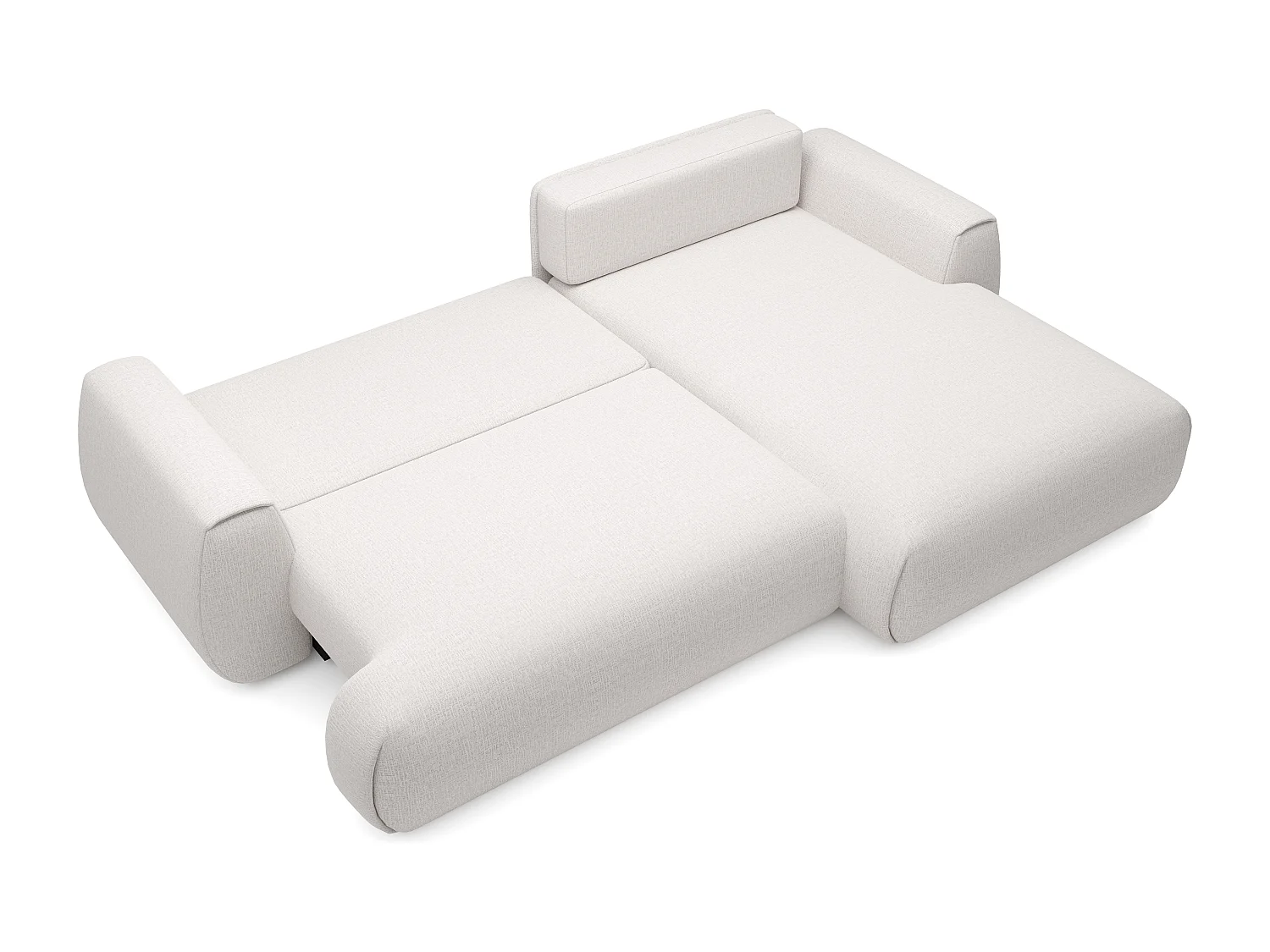 Canapé d'angle droit convertible en tissu chenille blanc ivoire MONELIA