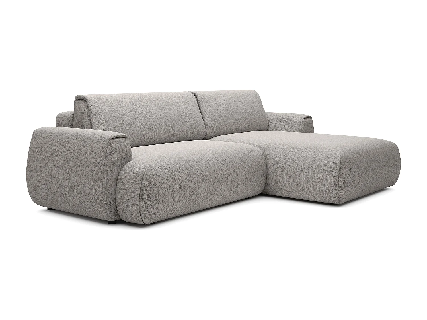 Canapé d'angle droit convertible en tissu chenille gris MONELIA