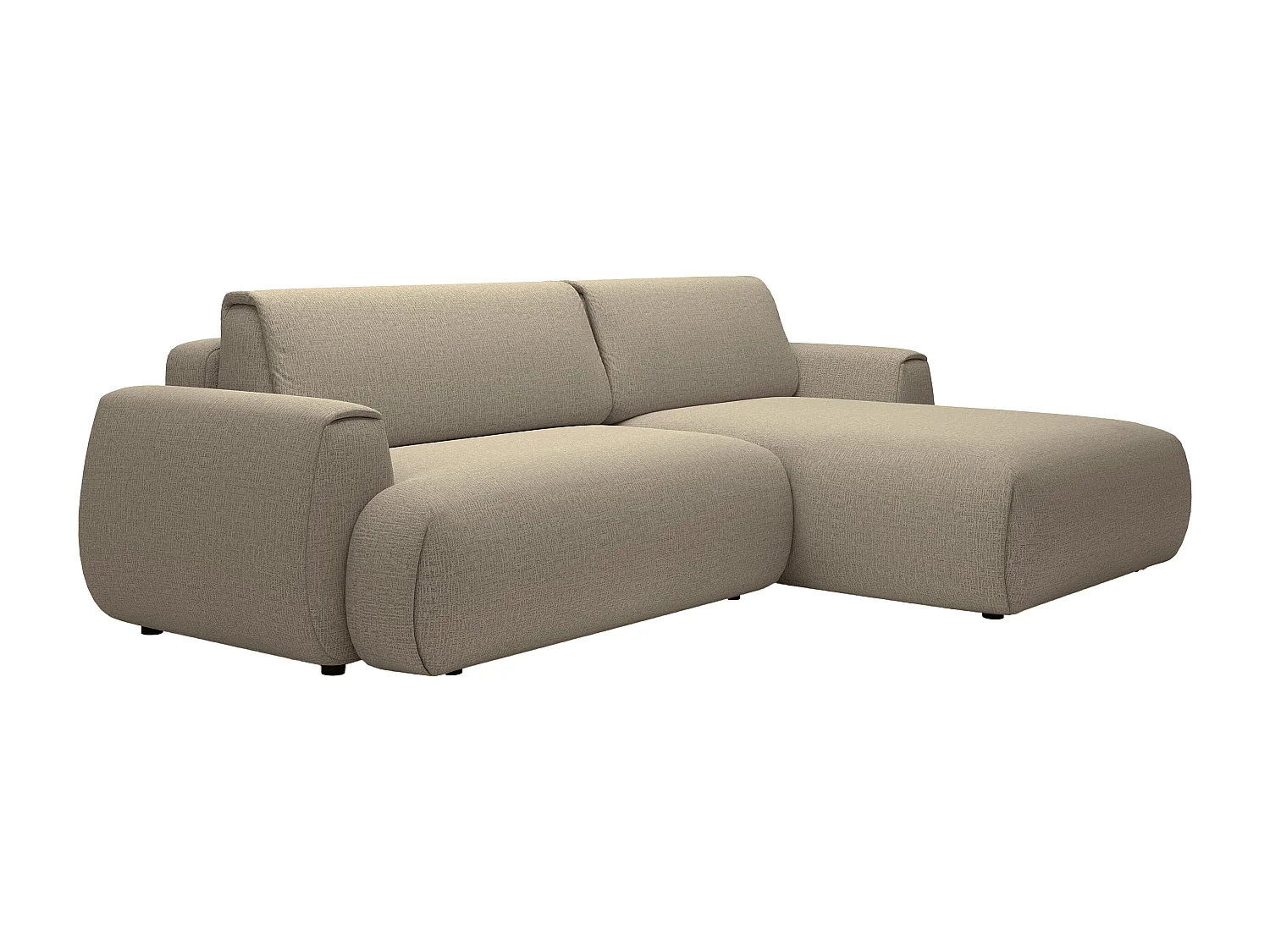 Canapé d'angle droit convertible en tissu chenille taupe MONELIA