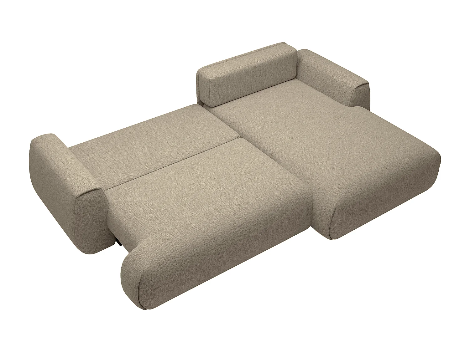 Canapé d'angle droit convertible en tissu chenille taupe MONELIA