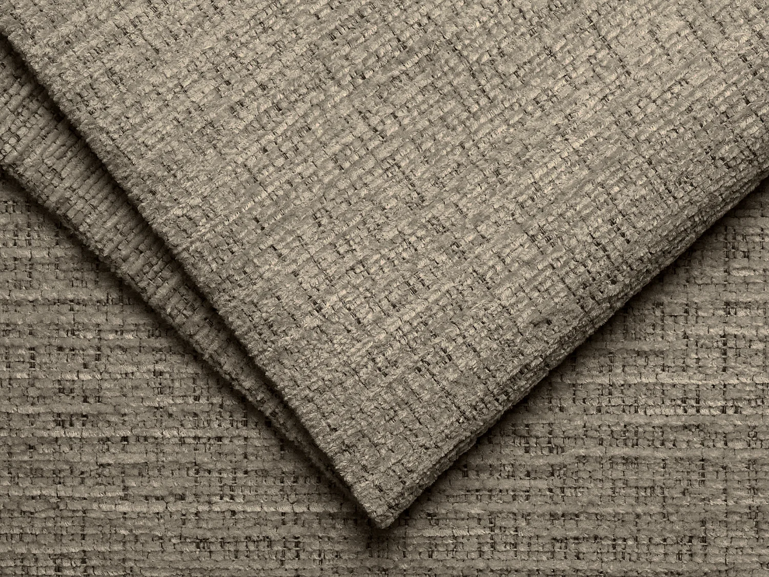 Canapé d'angle droit convertible en tissu chenille taupe MONELIA