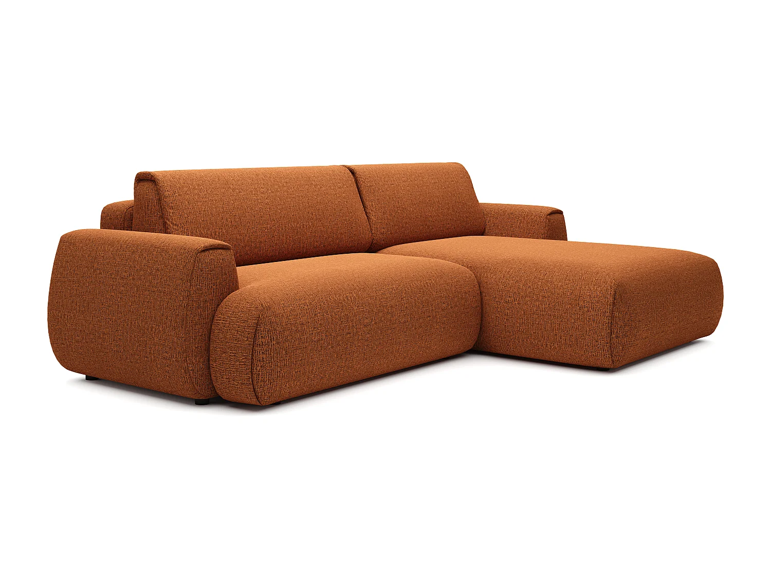 Canapé d'angle droit convertible en tissu chenille terracotta MONELIA
