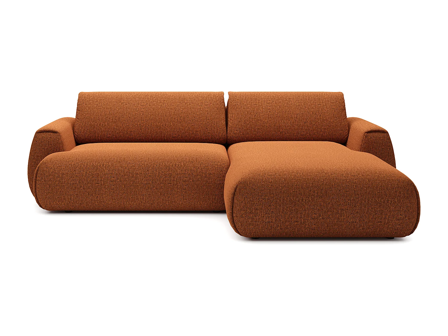 Canapé d'angle droit convertible en tissu chenille terracotta MONELIA