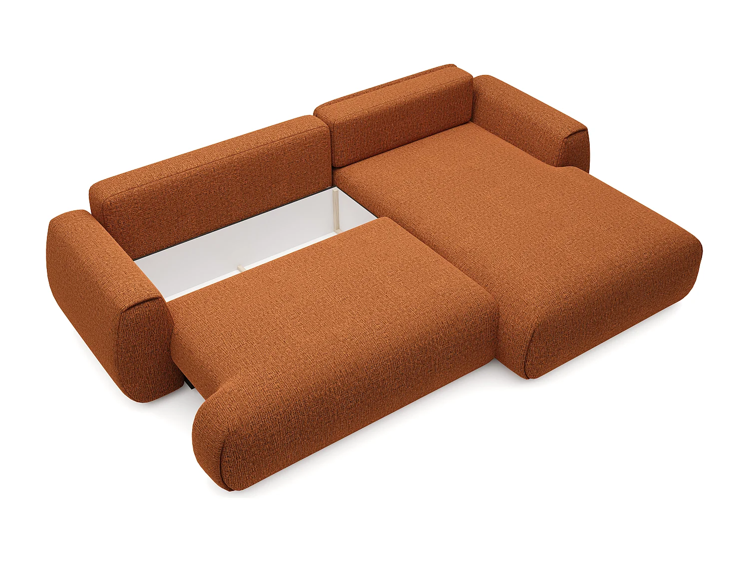 Canapé d'angle droit convertible en tissu chenille terracotta MONELIA