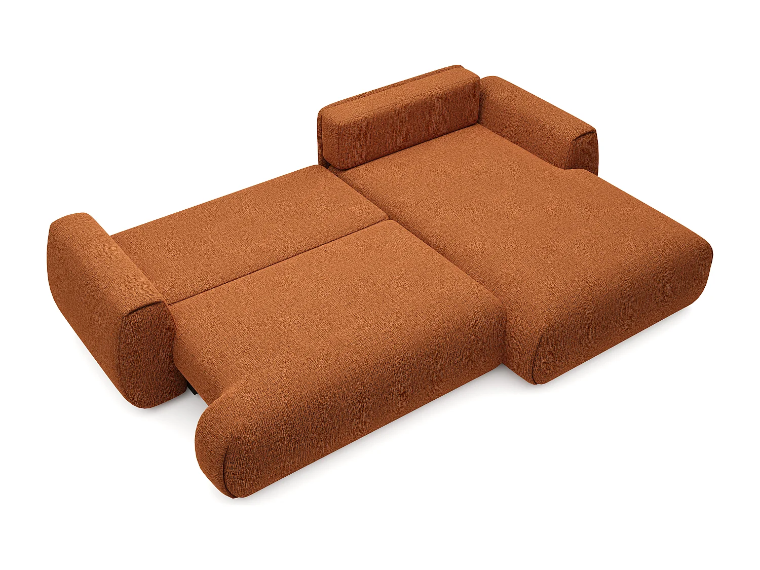 Canapé d'angle droit convertible en tissu chenille terracotta MONELIA