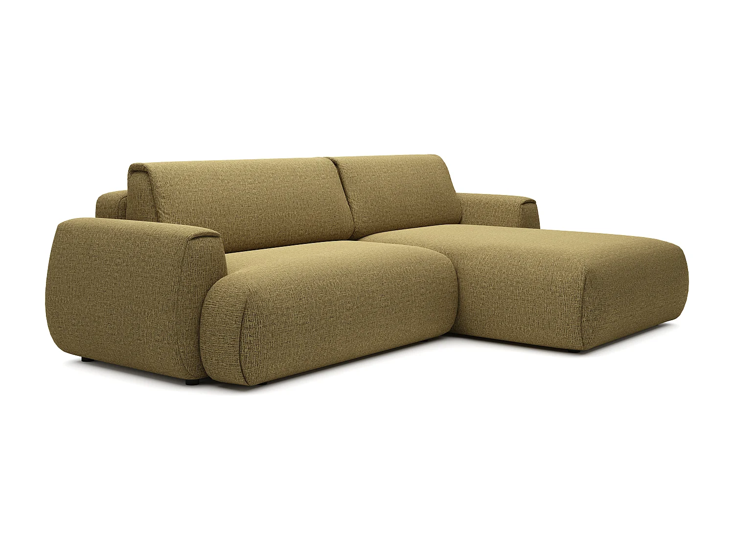 Canapé d'angle droit convertible en tissu chenille vert olive MONELIA