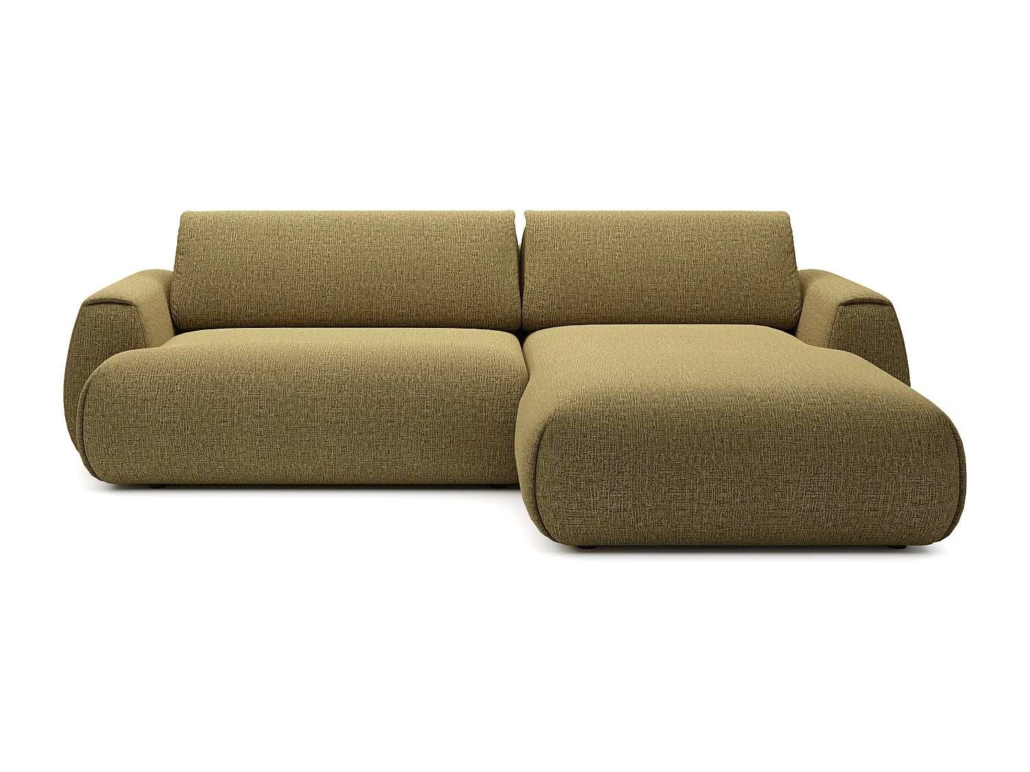 Canapé d'angle droit convertible en tissu chenille vert olive MONELIA