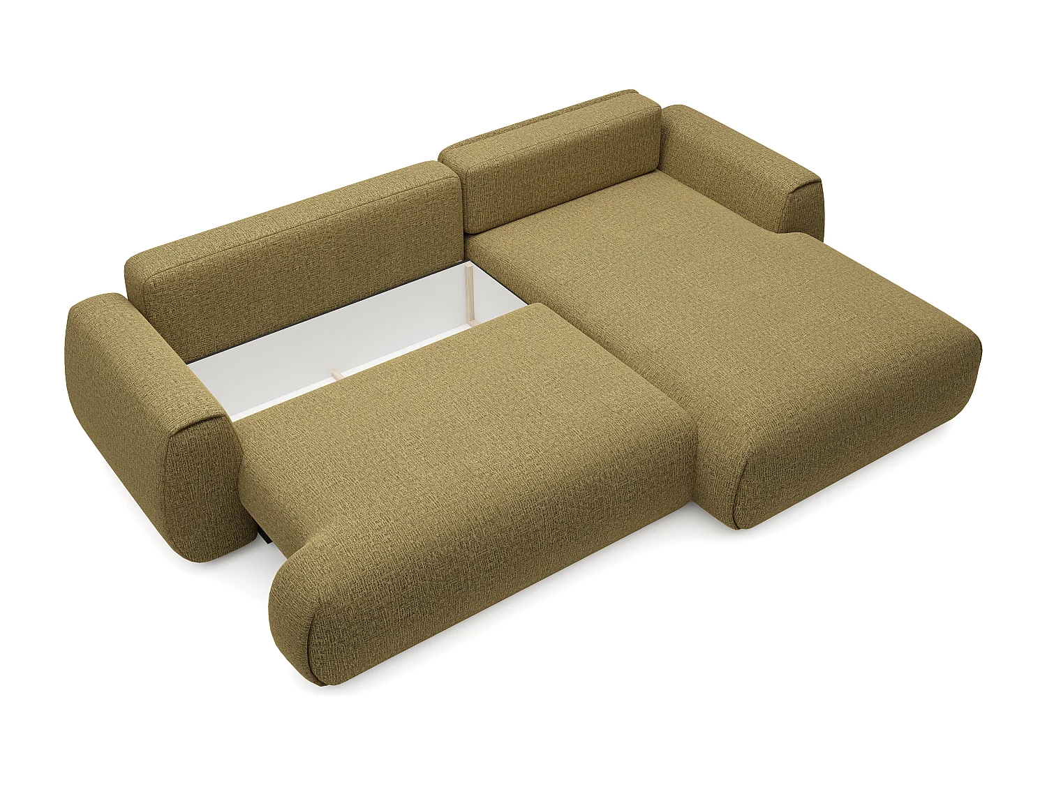 Canapé d'angle droit convertible en tissu chenille vert olive MONELIA