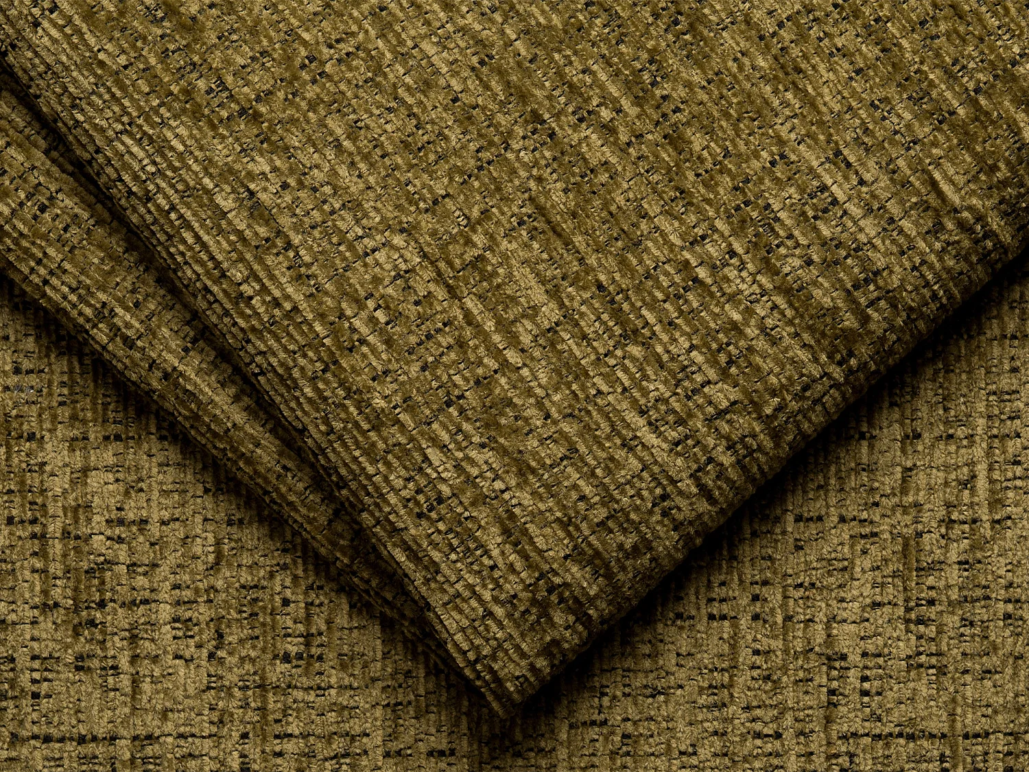 Canapé d'angle droit convertible en tissu chenille vert olive MONELIA