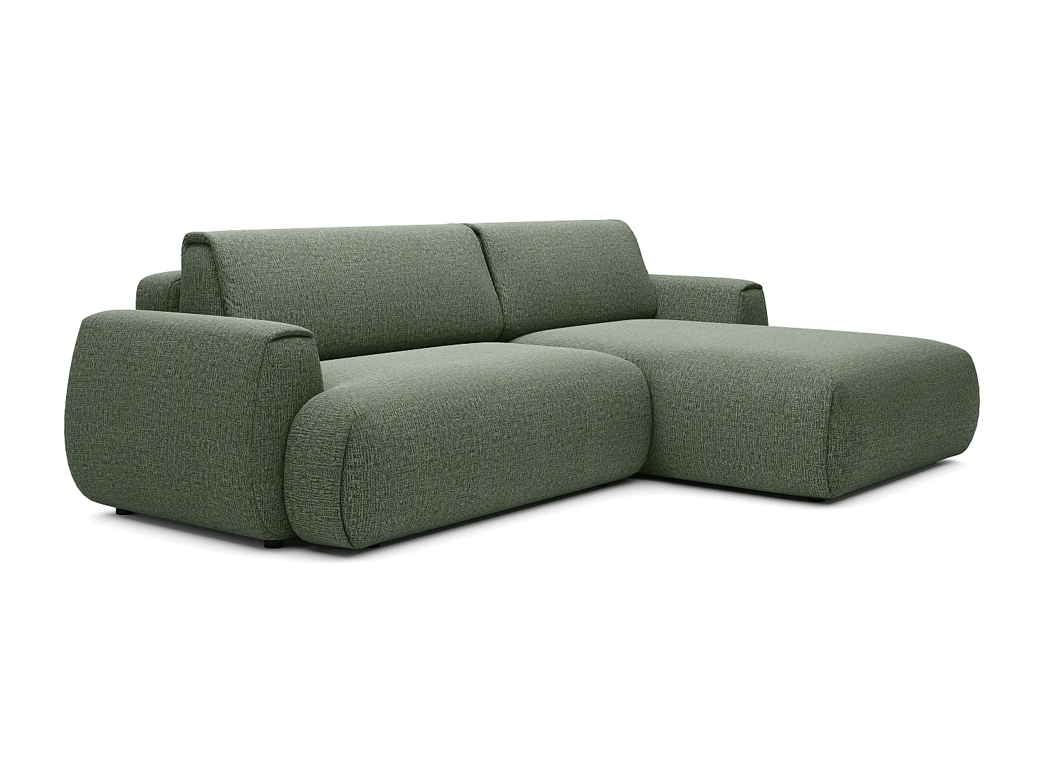 Canapé d'angle droit convertible en tissu chenille vert sapin MONELIA