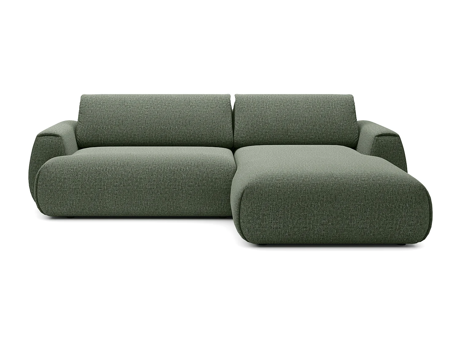 Canapé d'angle droit convertible en tissu chenille vert sapin MONELIA