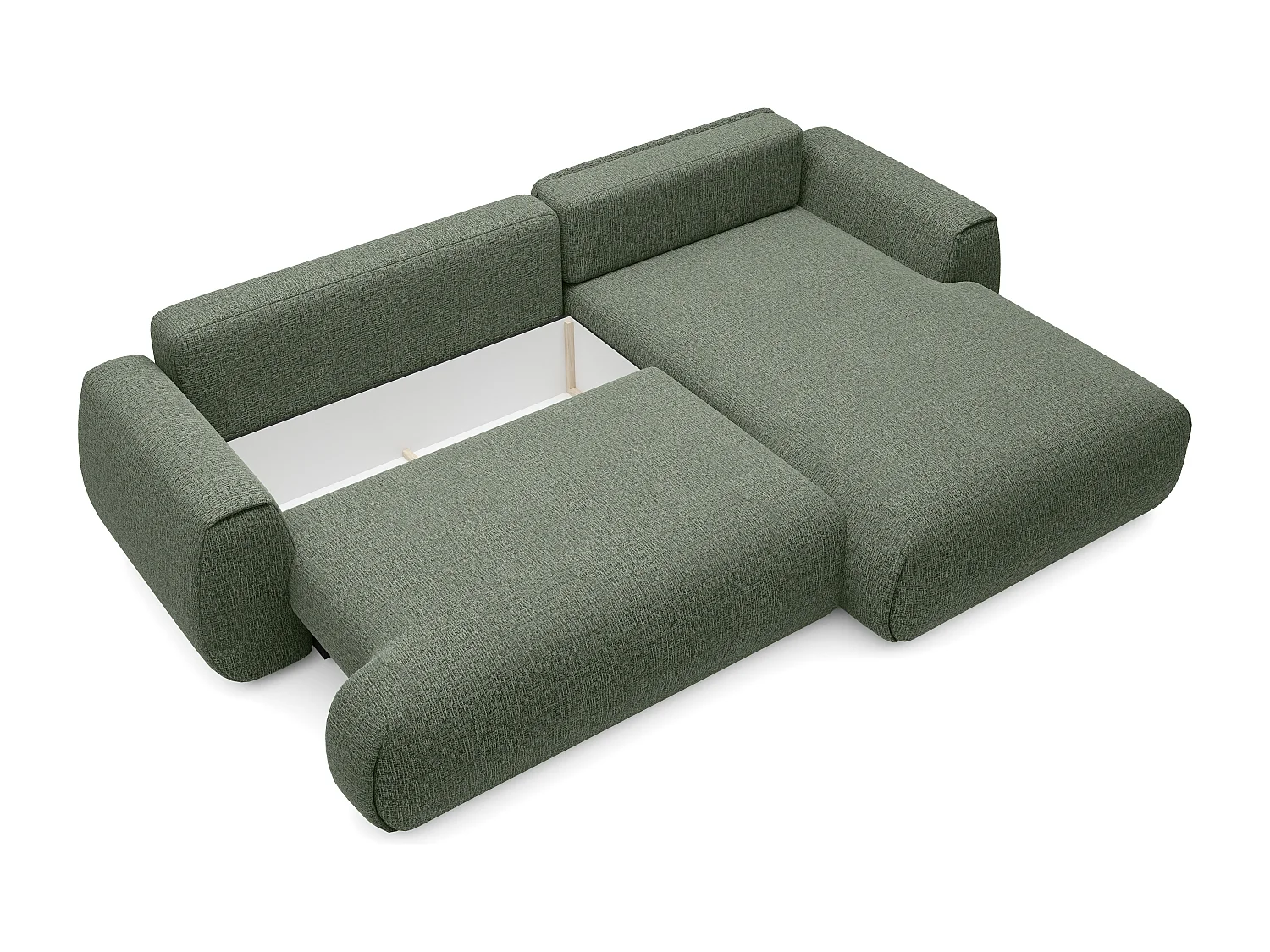 Canapé d'angle droit convertible en tissu chenille vert sapin MONELIA