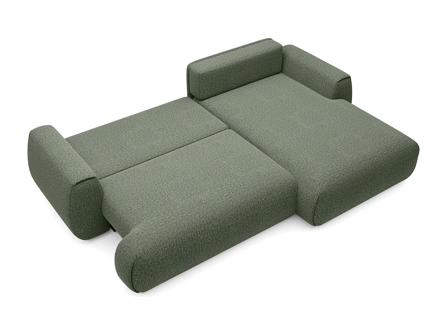 Canapé d'angle droit convertible en tissu chenille vert sapin MONELIA