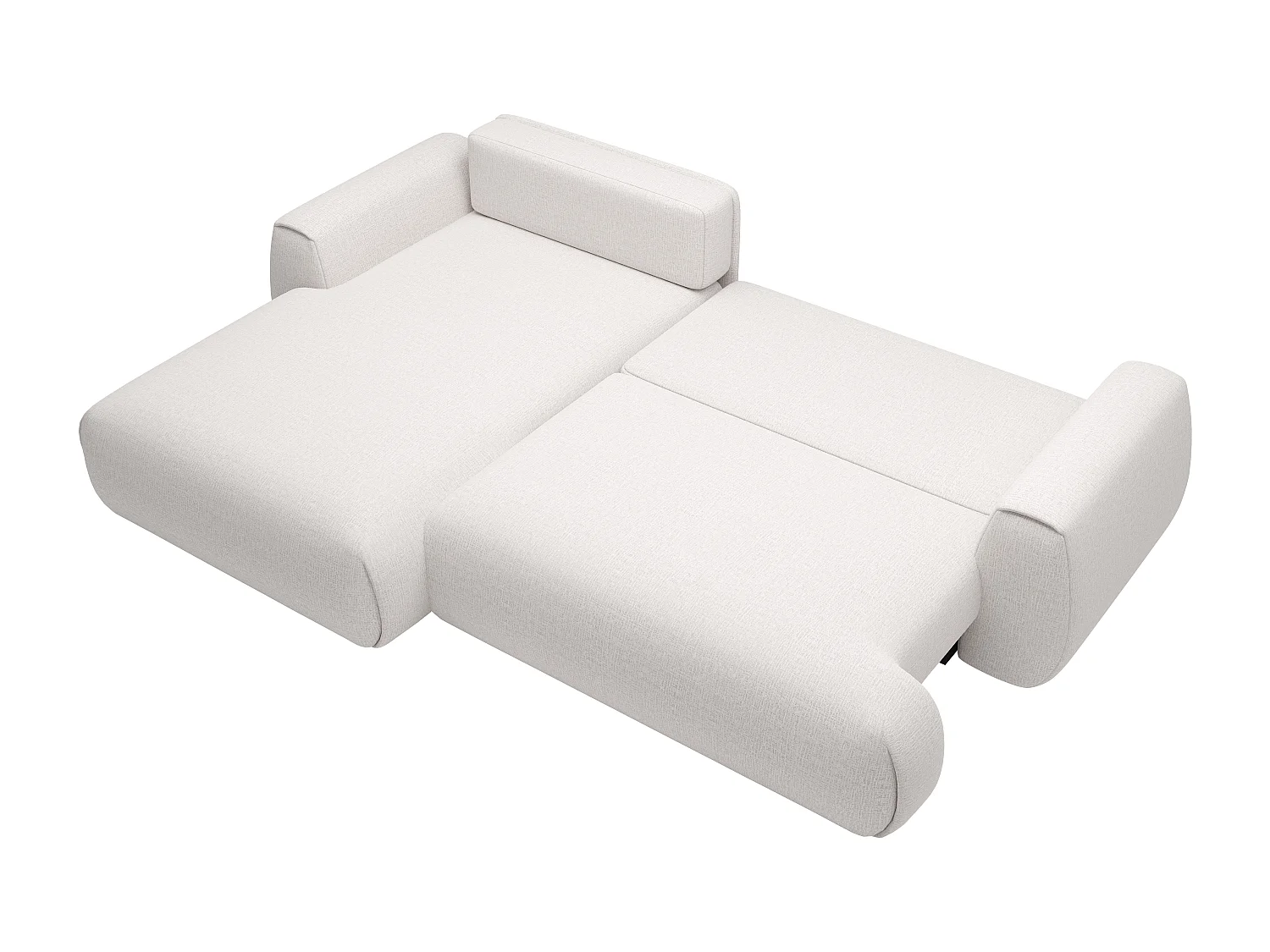 Canapé d'angle gauche convertible en tissu chenille blanc ivoire MONELIA