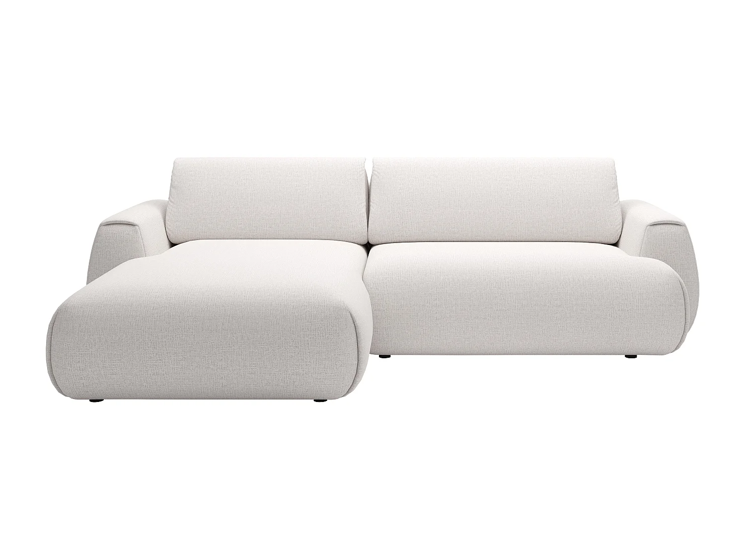 Canapé d'angle gauche convertible en tissu chenille blanc ivoire MONELIA