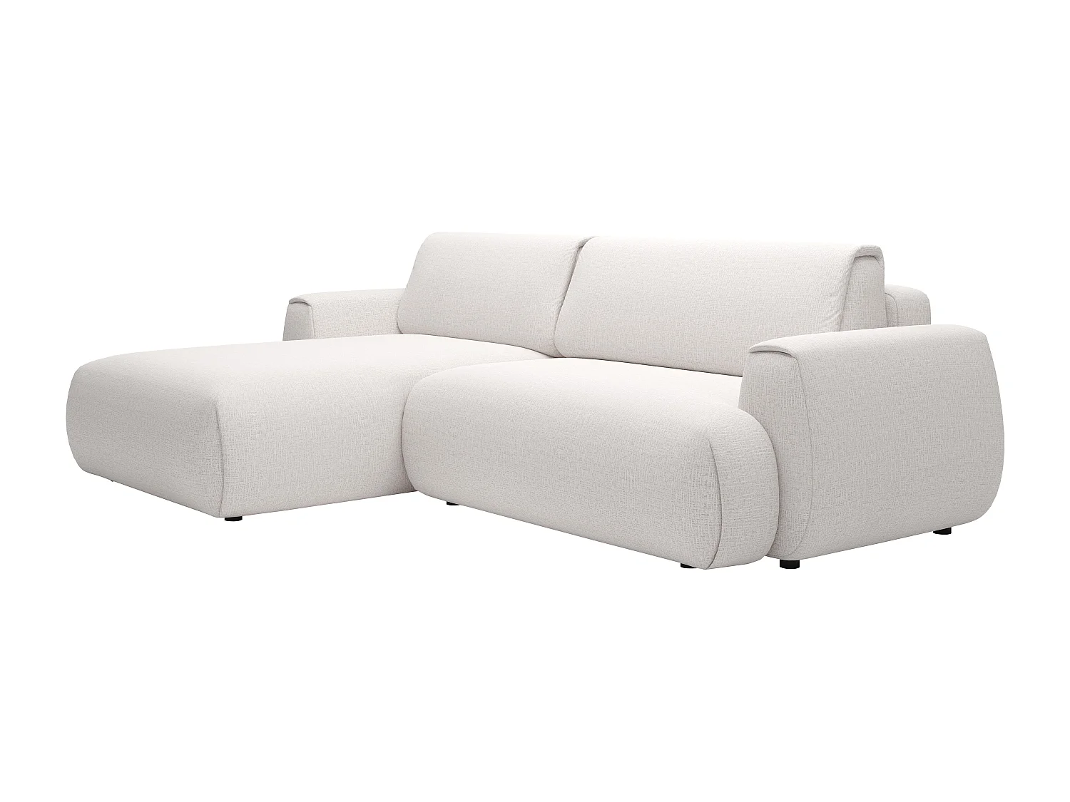 Canapé d'angle gauche convertible en tissu chenille blanc ivoire MONELIA