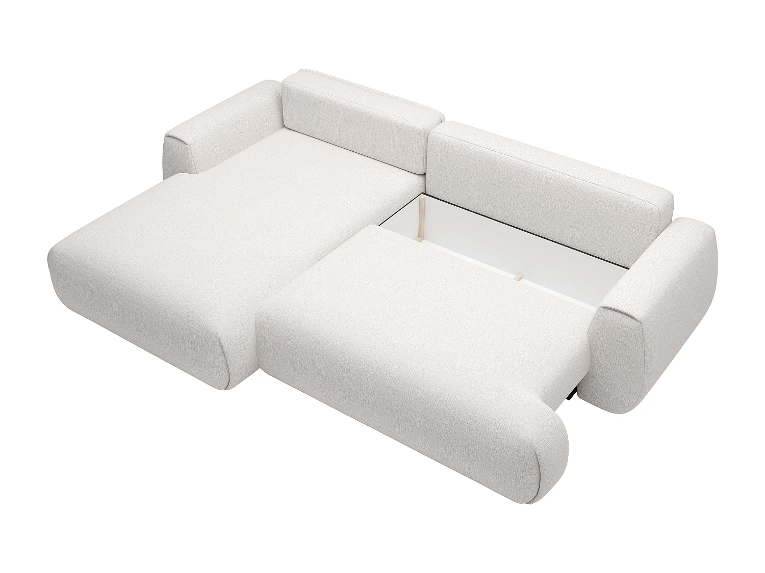 Canapé d'angle gauche convertible en tissu chenille blanc ivoire MONELIA