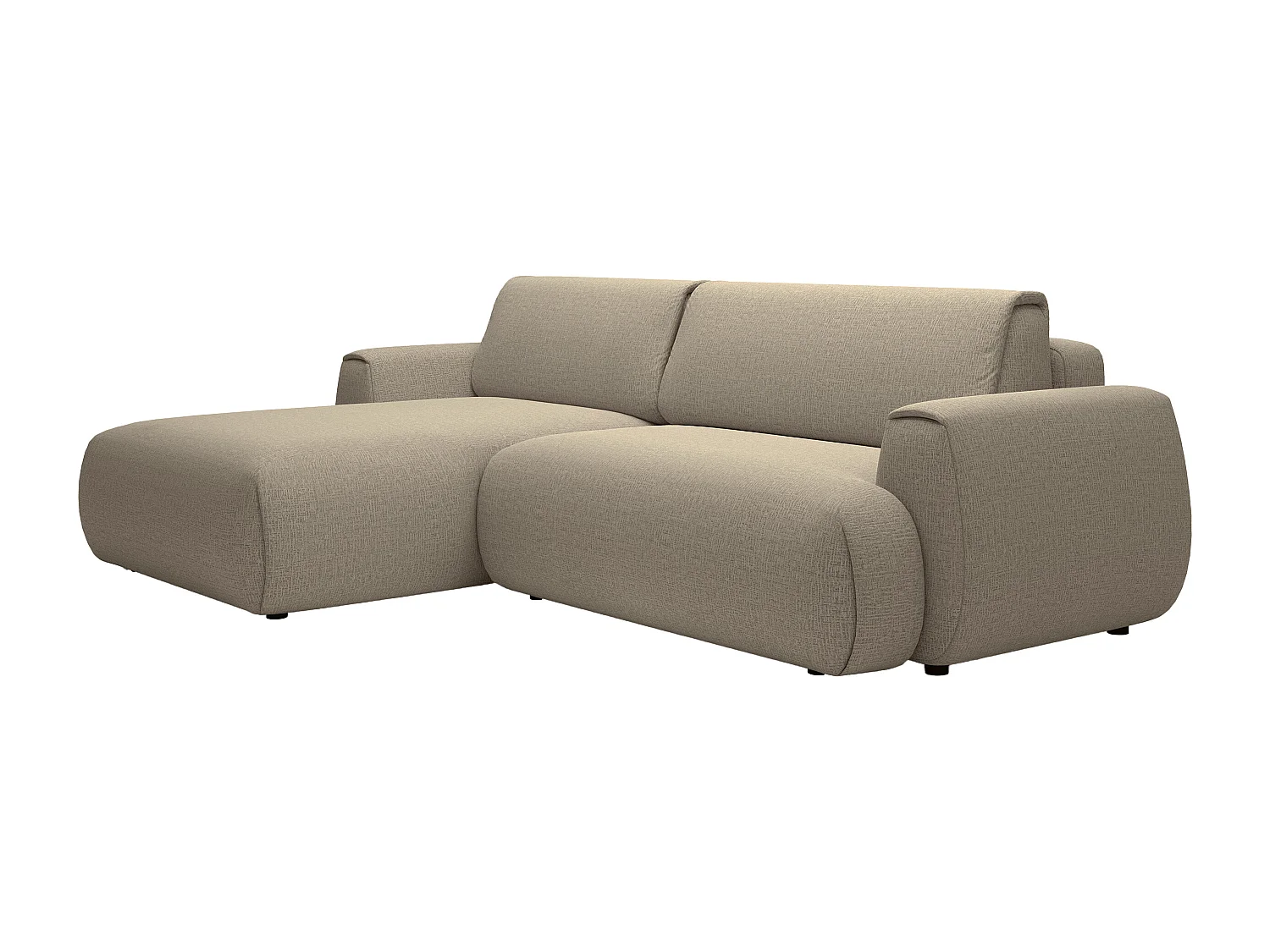 Canapé d'angle gauche convertible en tissu chenille taupe MONELIA