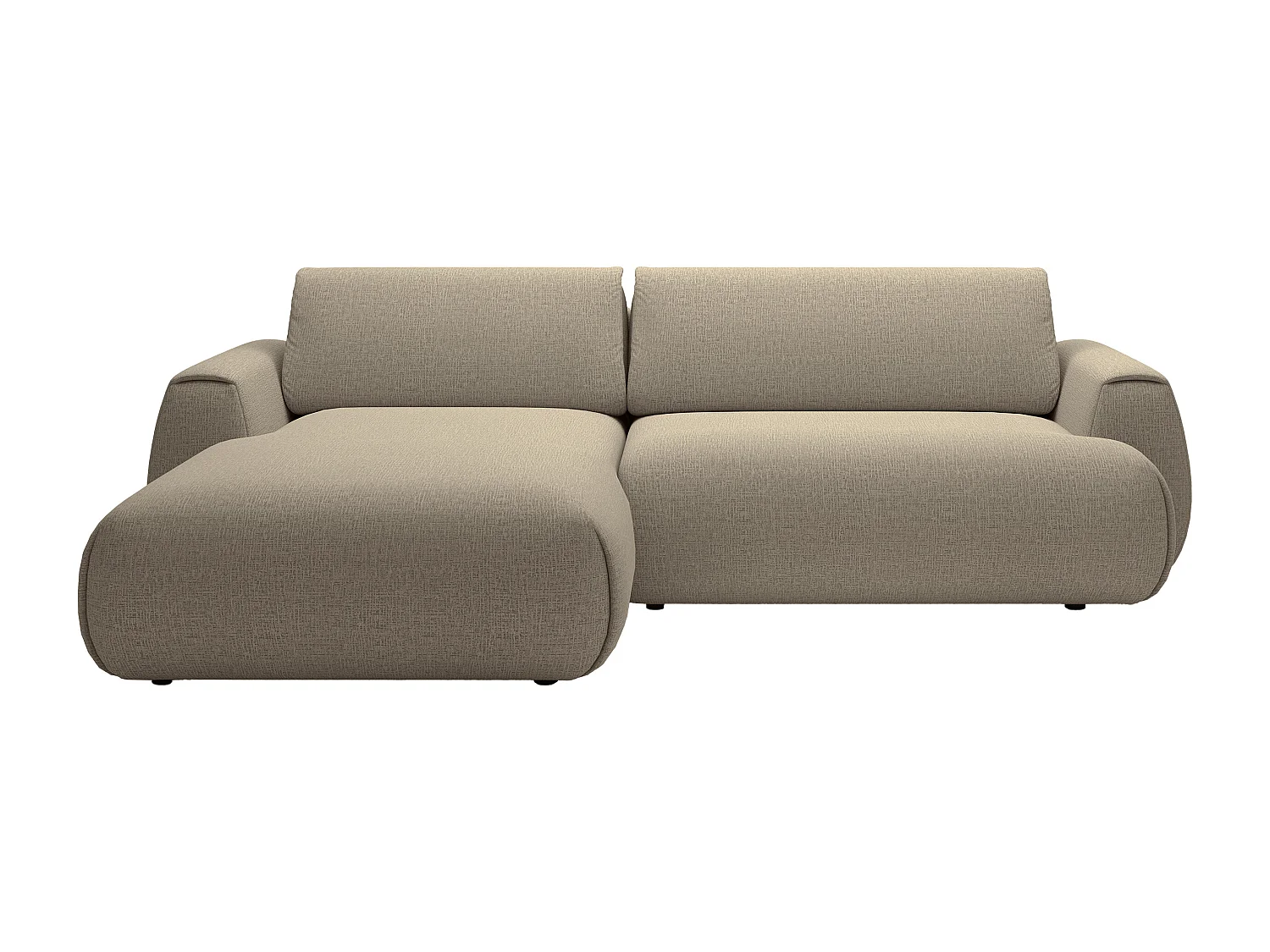 Canapé d'angle gauche convertible en tissu chenille taupe MONELIA