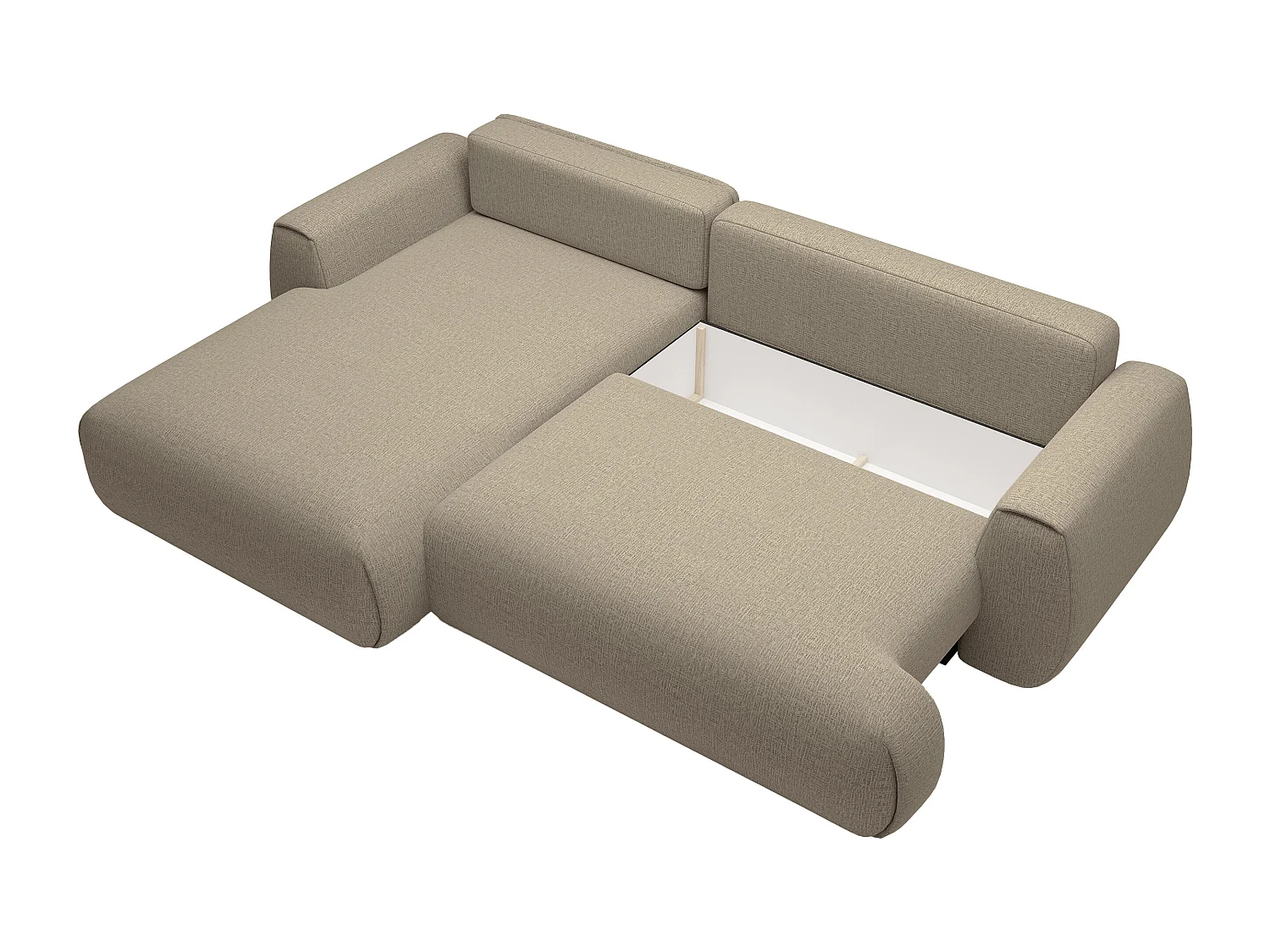 Canapé d'angle gauche convertible en tissu chenille taupe MONELIA