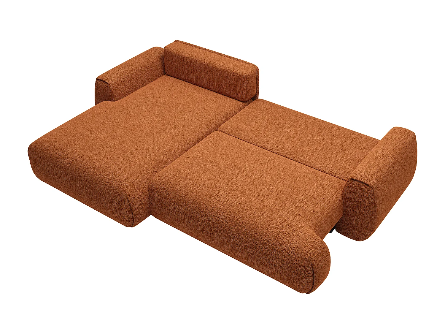 Canapé d'angle gauche convertible en tissu chenille terracotta MONELIA