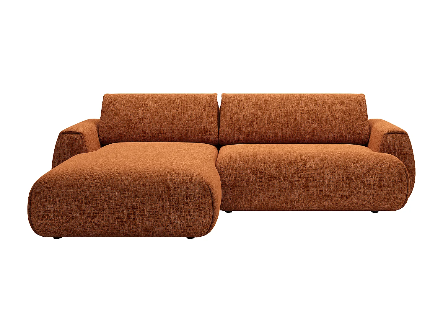 Canapé d'angle gauche convertible en tissu chenille terracotta MONELIA