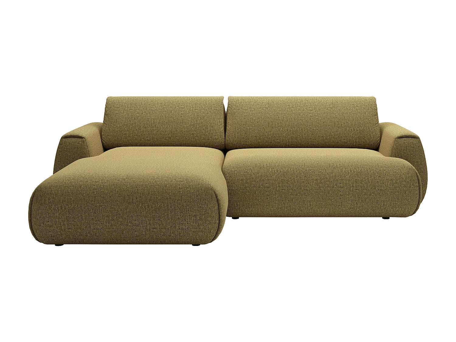 Canapé d'angle gauche convertible en tissu chenille vert olive MONELIA