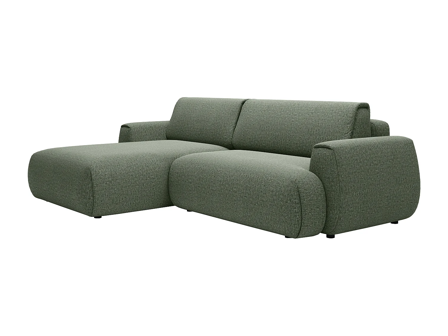 Canapé d'angle gauche convertible en tissu chenille vert sapin MONELIA