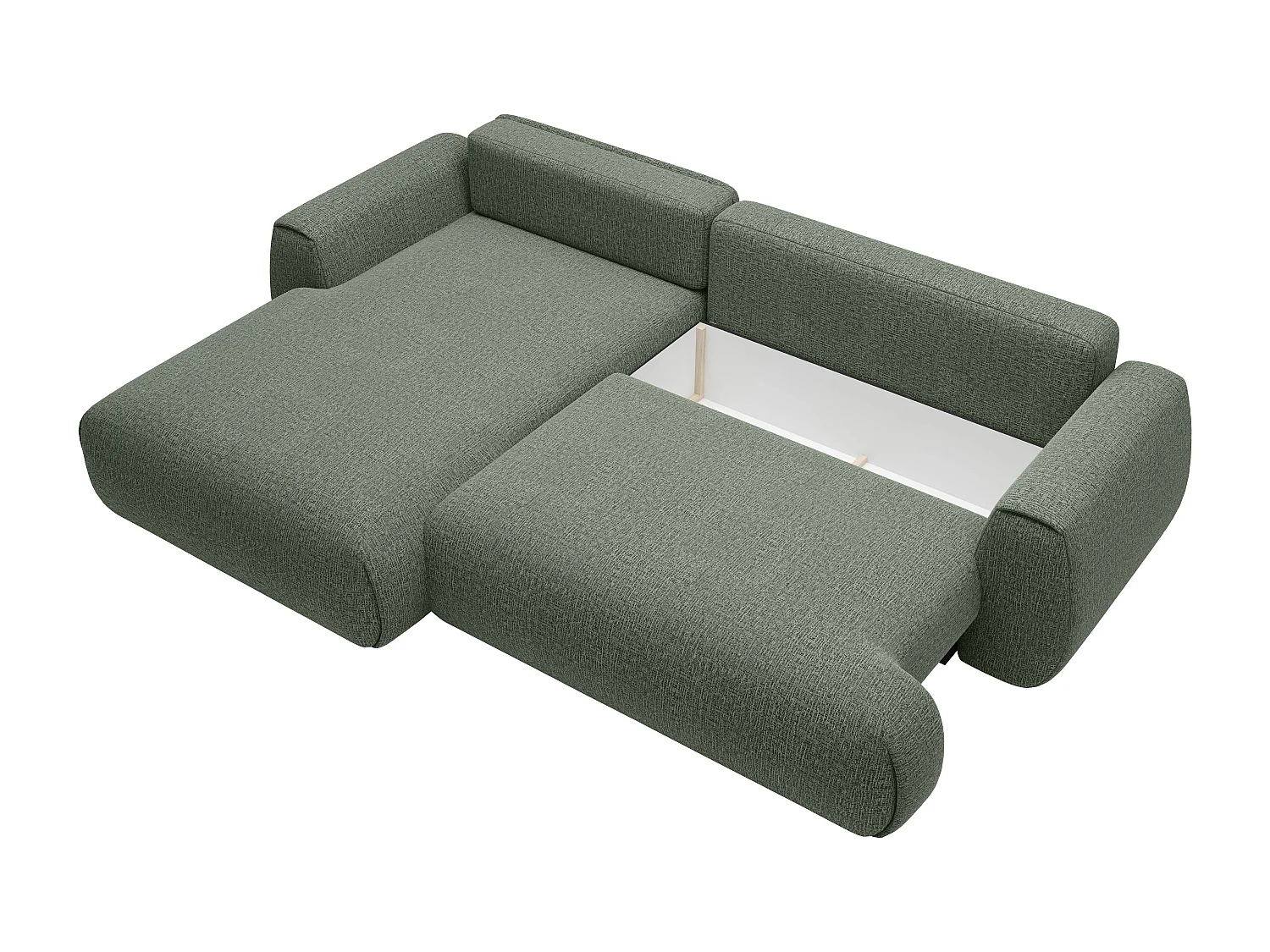Canapé d'angle gauche convertible en tissu chenille vert sapin MONELIA