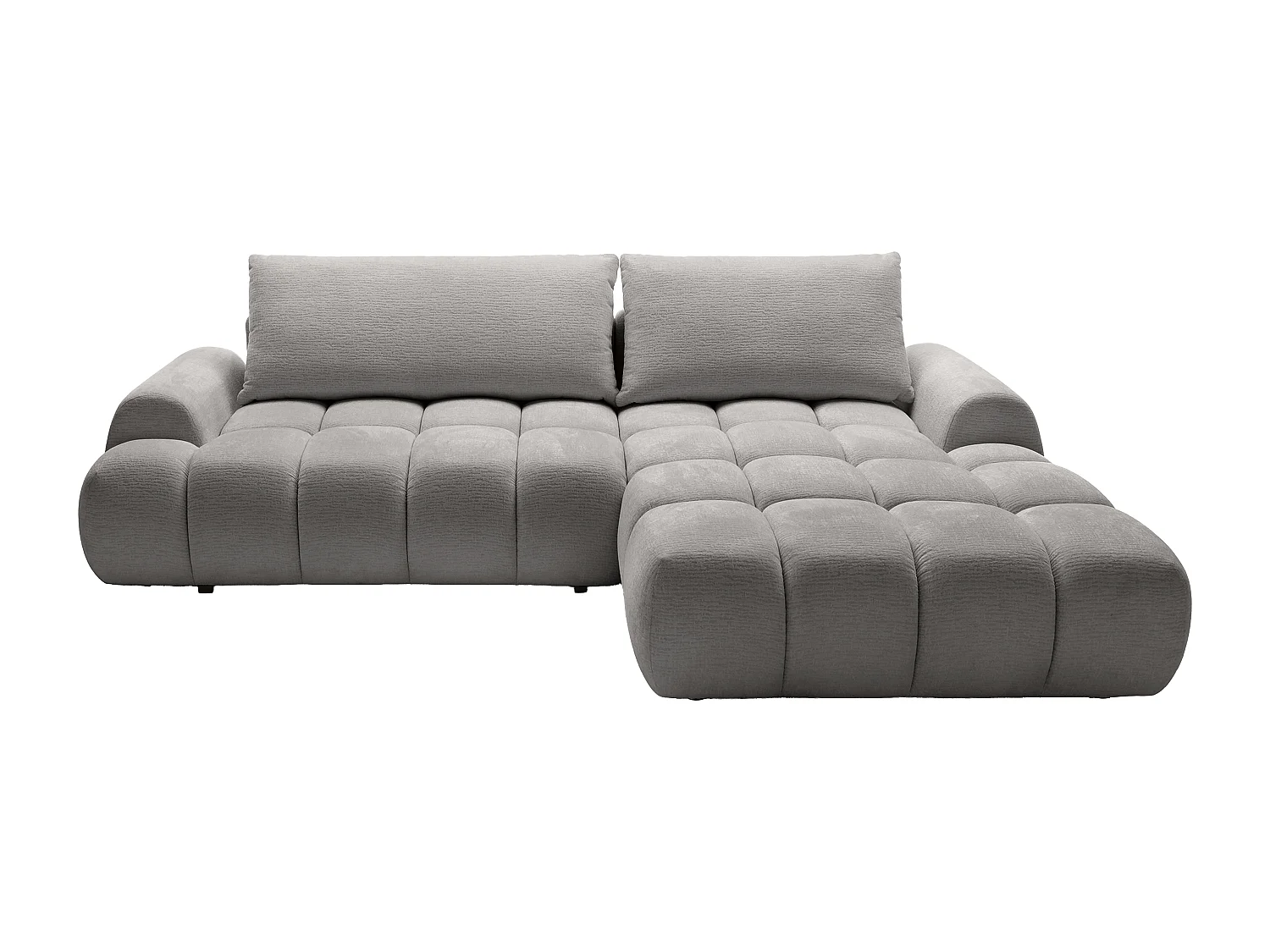 Canapé d'angle droit convertible en tissu chenille gris FARNETA