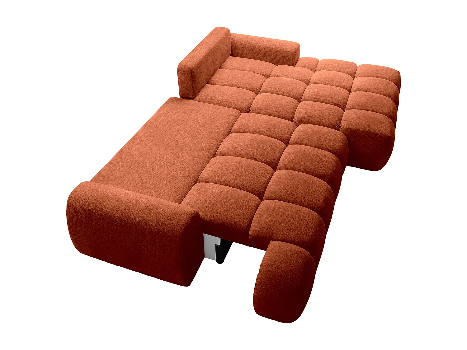Canapé d'angle droit convertible en tissu chenille terracotta FARNETA