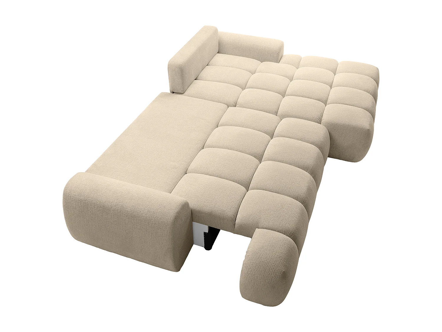 Canapé d'angle droit convertible en tissu chenille taupe FARNETA
