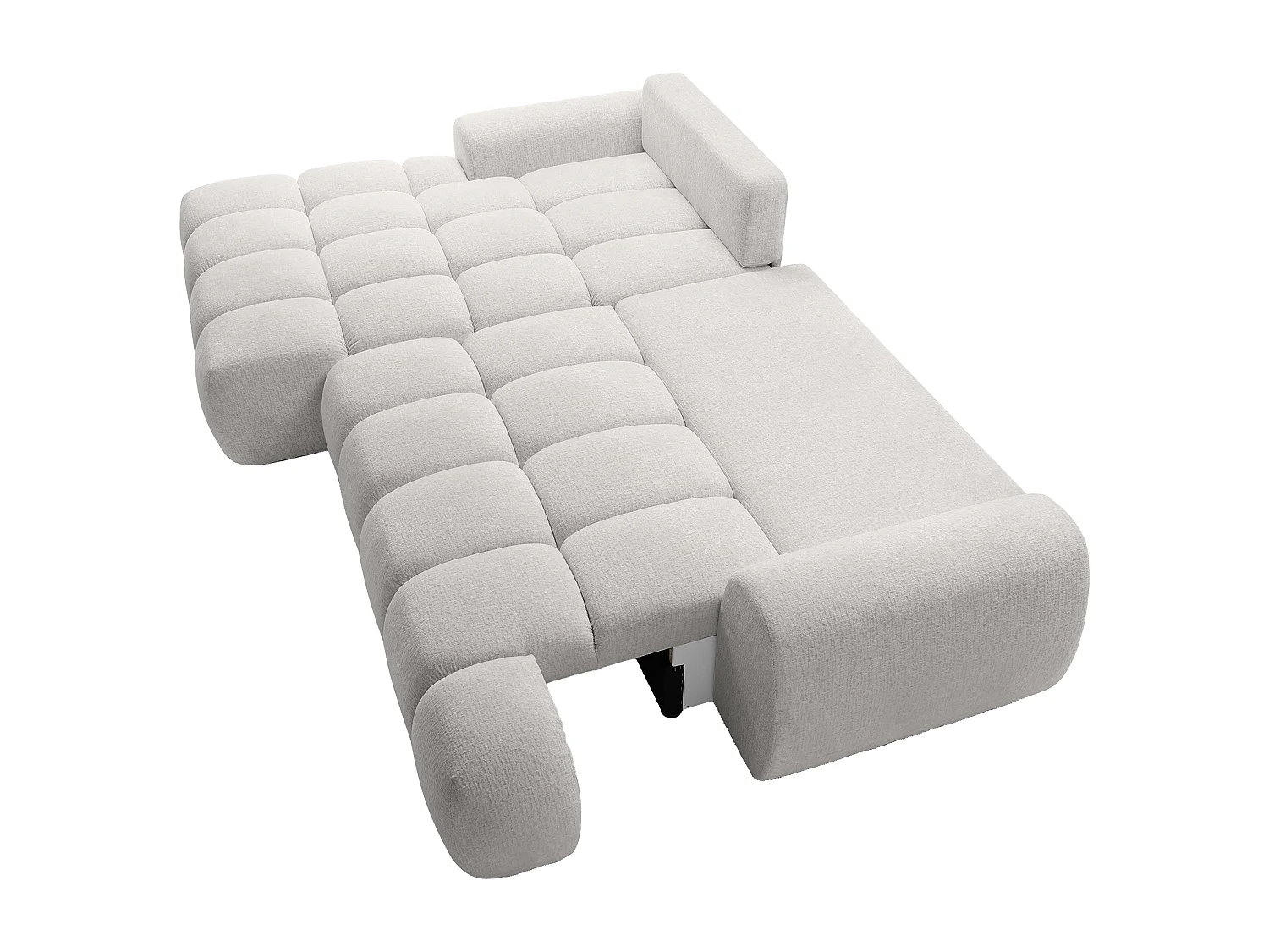 Canapé d'angle gauche convertible en tissu chenille gris clair FARNETA