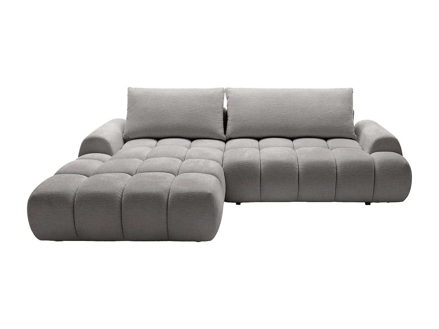 Canapé d'angle gauche convertible en tissu chenille gris FARNETA