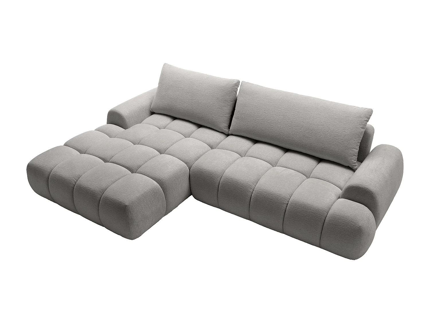 Canapé d'angle gauche convertible en tissu chenille gris FARNETA