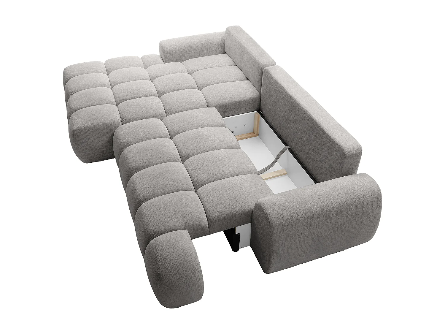 Canapé d'angle gauche convertible en tissu chenille gris FARNETA