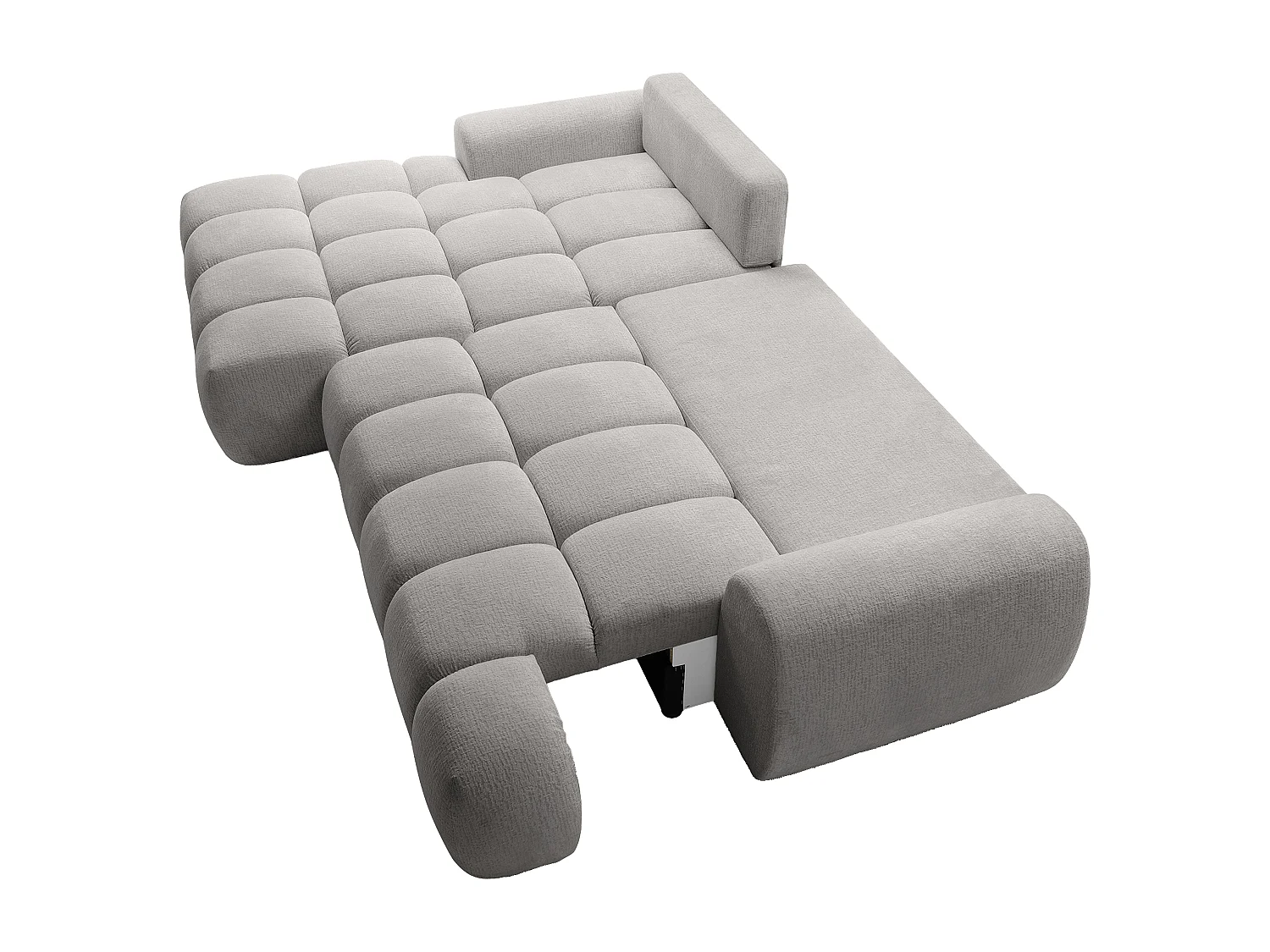Canapé d'angle gauche convertible en tissu chenille gris FARNETA