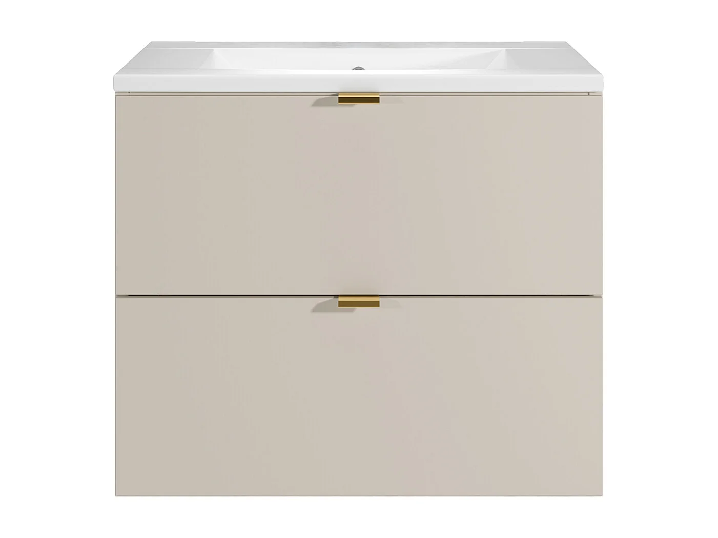 Meuble de salle de bain suspendu avec vasque à encastrer - Beige - 60 cm - LAVENA