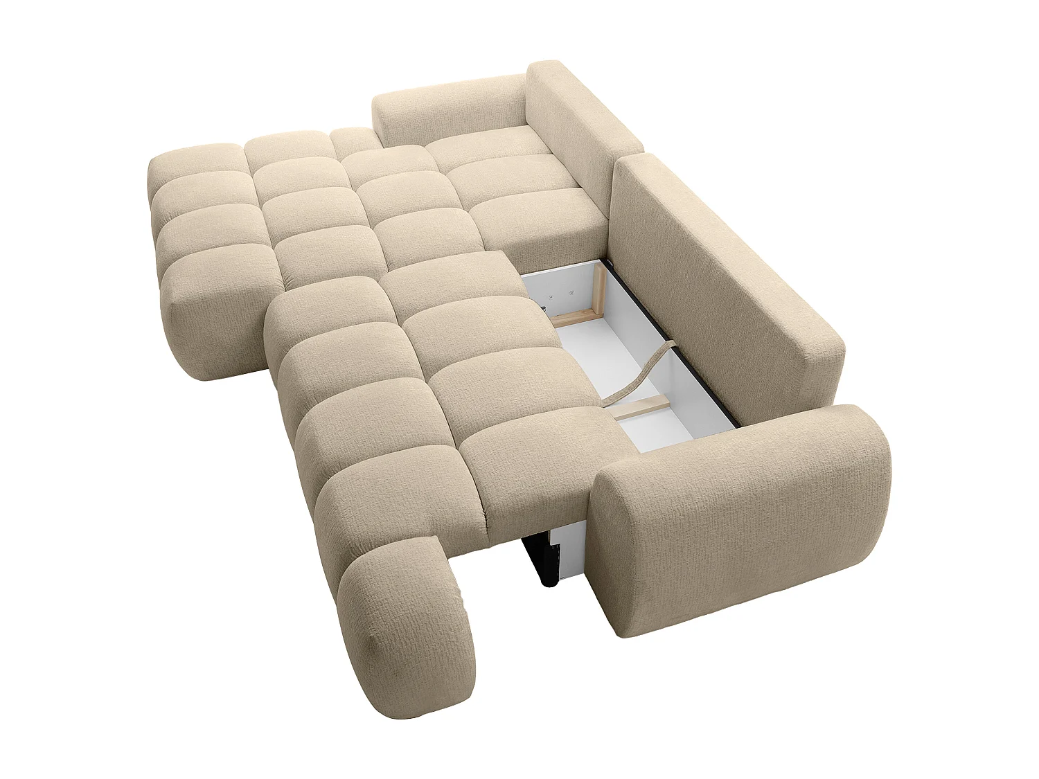 Canapé d'angle gauche convertible en tissu chenille taupe FARNETA