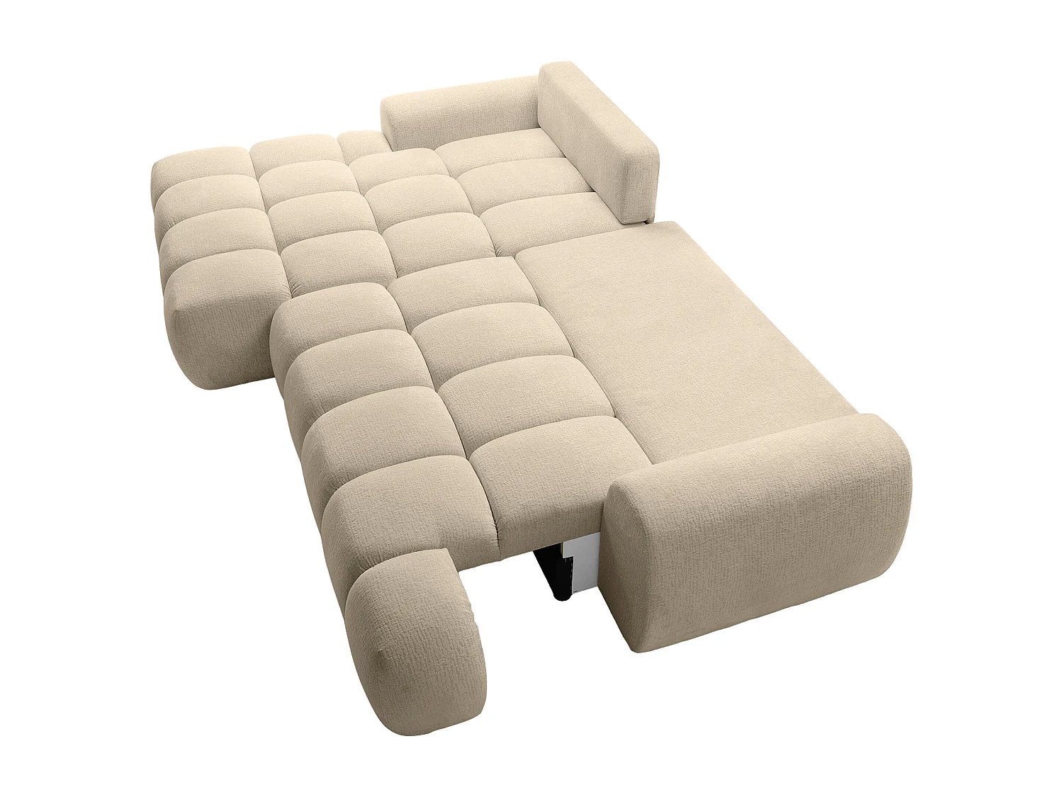 Canapé d'angle gauche convertible en tissu chenille taupe FARNETA