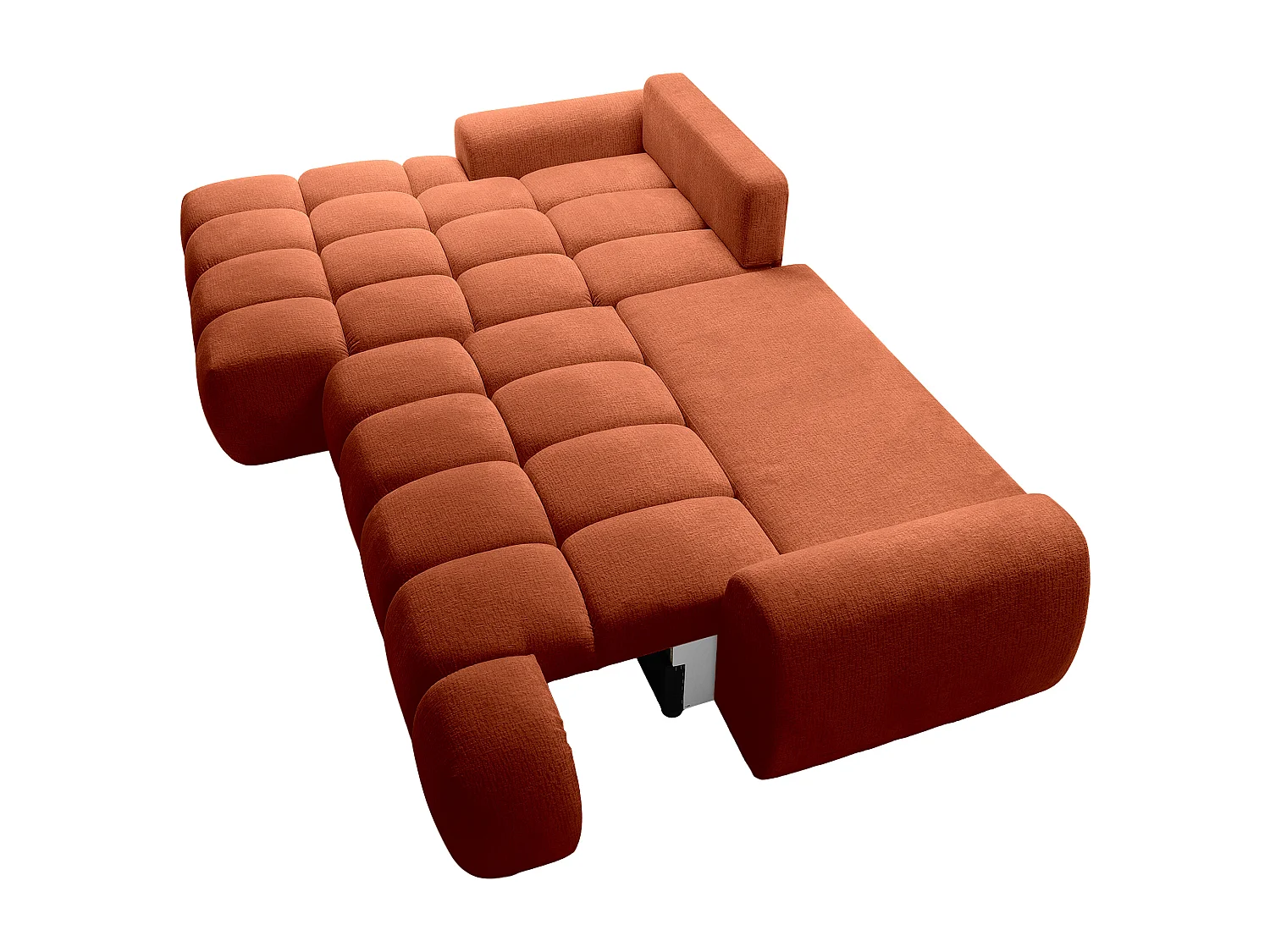 Canapé d'angle gauche convertible en tissu chenille terracotta FARNETA
