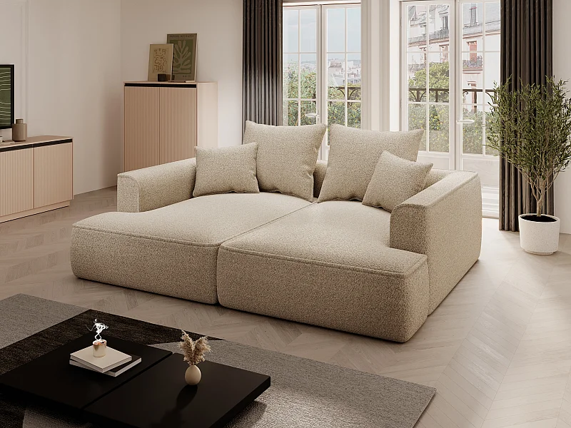 Divano 3 posti seduta comfort e profonda in tessuto ciniglia talpa - PINETA