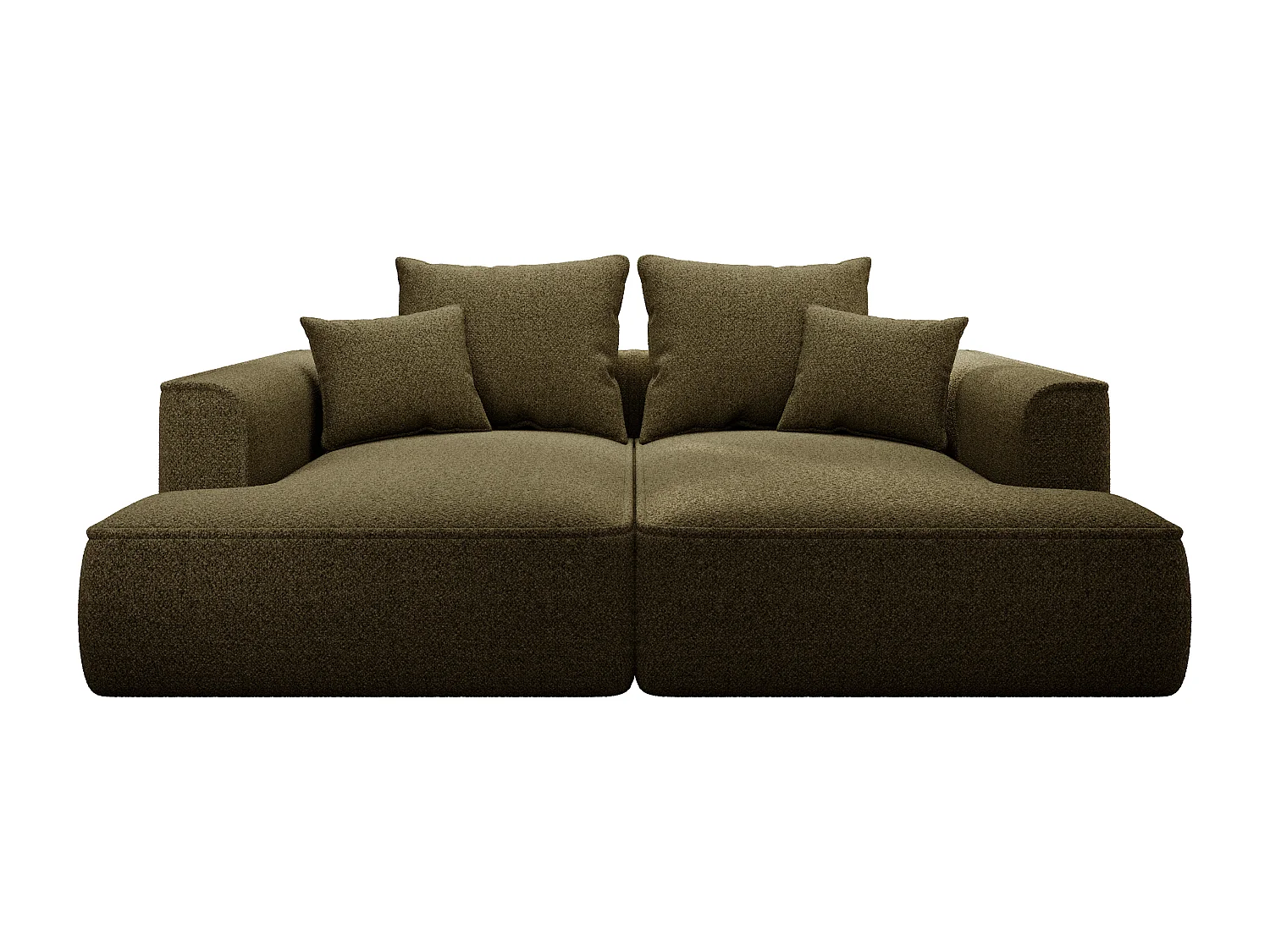 Canapé 3 places confort assise profonde en tissu chenille vert kaki PINETA