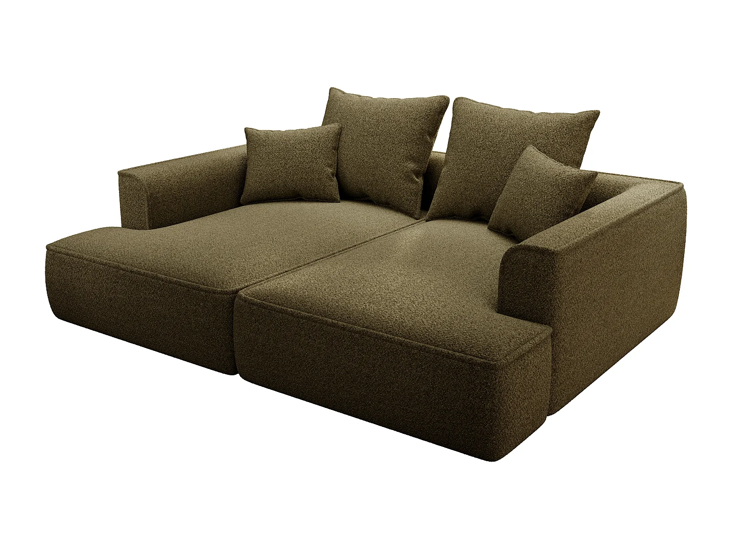 Canapé 3 places confort assise profonde en tissu chenille vert kaki PINETA