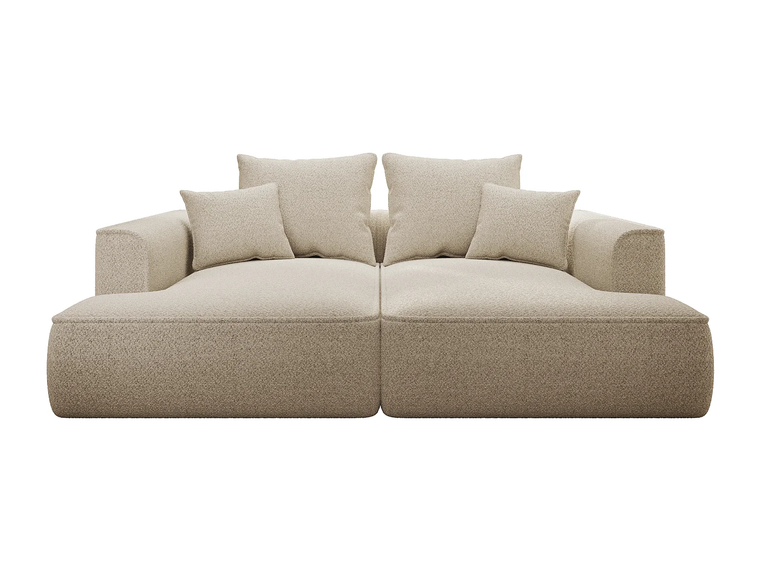 Canapé 3 places confort assise profonde en tissu chenille beige PINETA