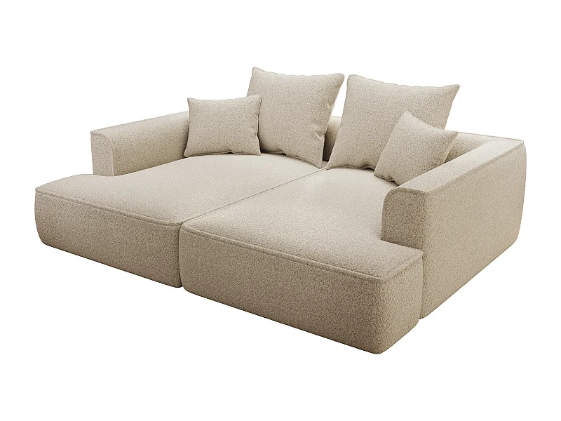Divano 3 posti seduta comfort e profonda in tessuto ciniglia beige - PINETA
