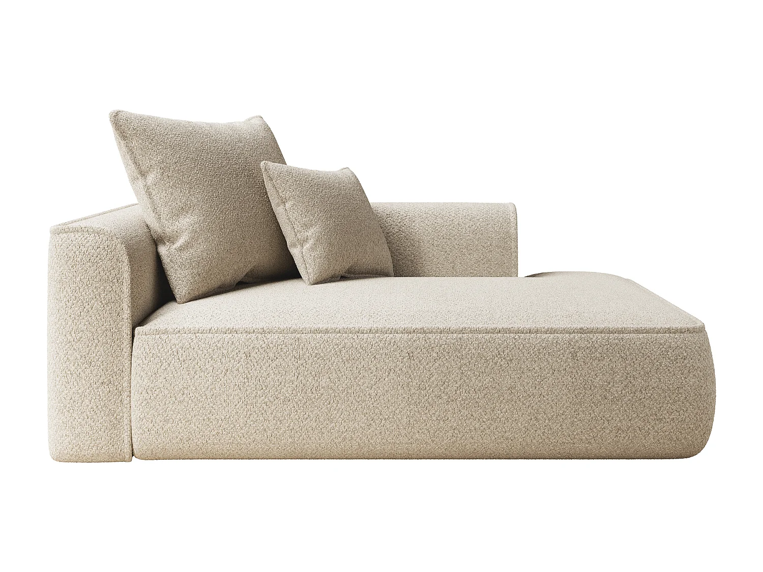 Méridienne droite en tissu chenille beige PINETA